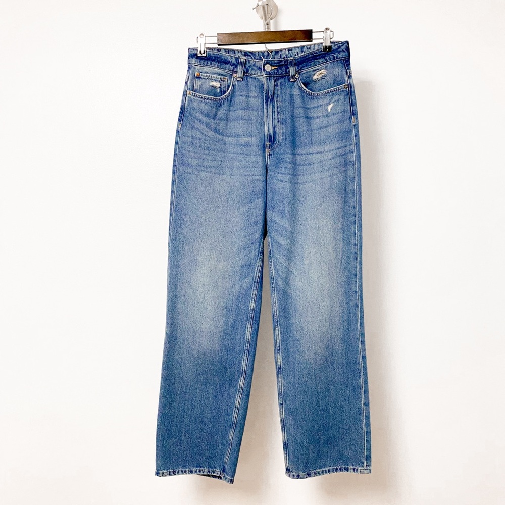 H&M Women's High Rise Jeans Denim Loose Straight Wide 100% Cotton Women’s 8